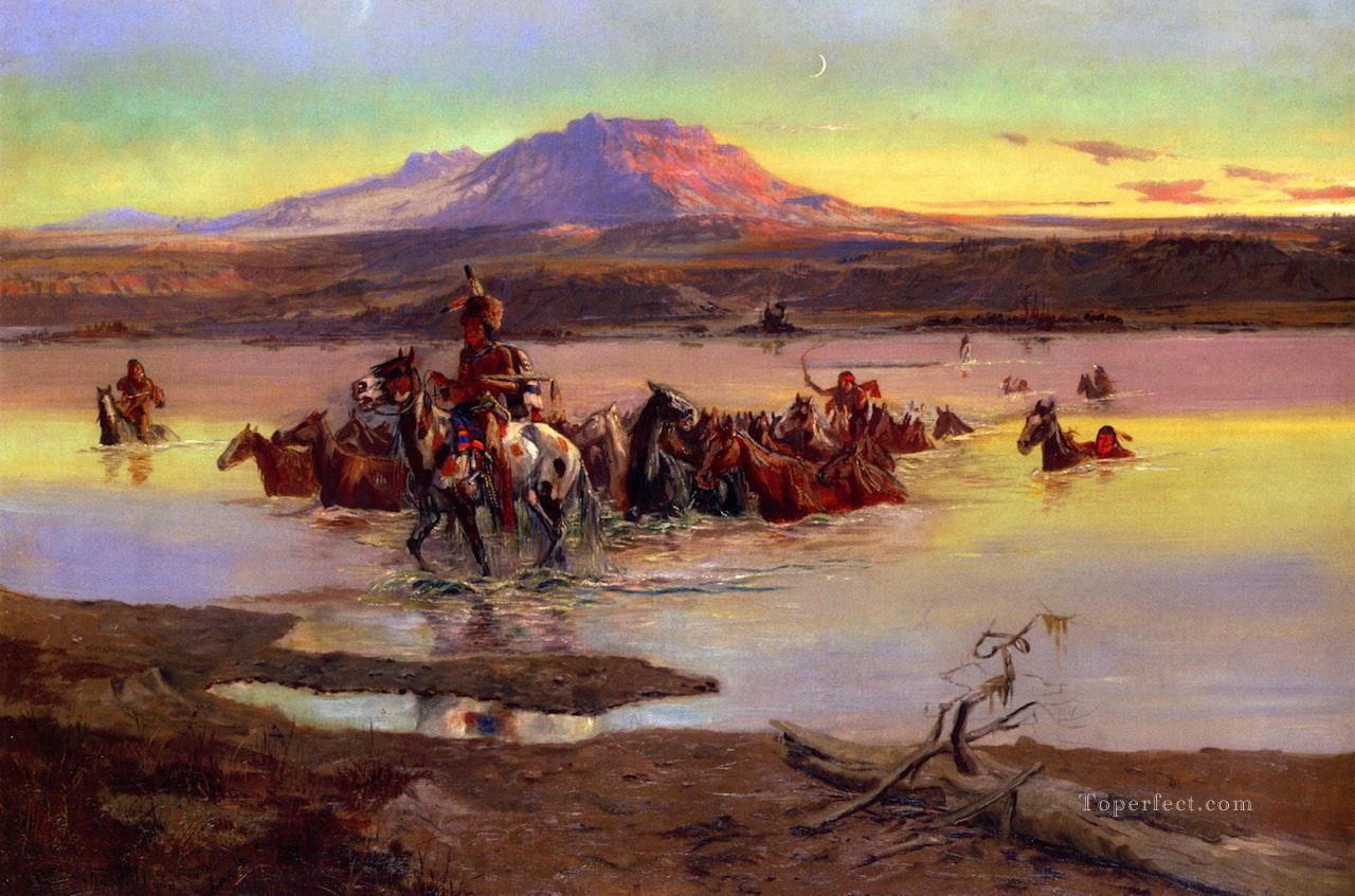 Watling der Pferdeherde 1900 Charles Marion Russell Indianer Ölgemälde